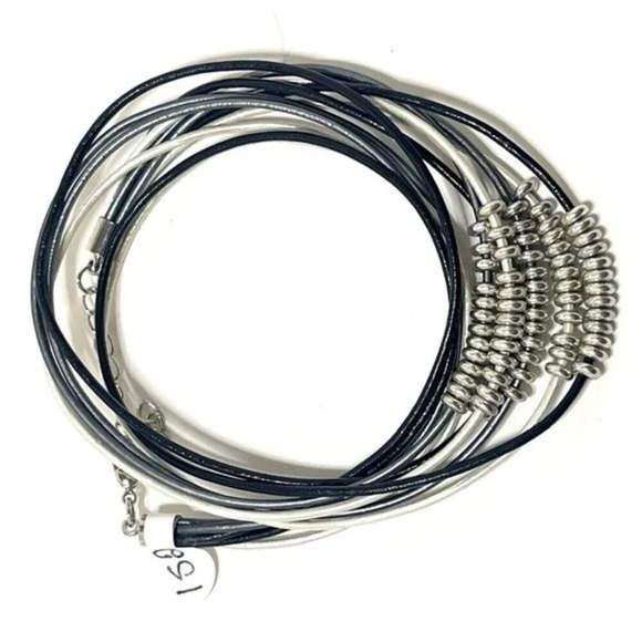 Handmade Leather Multi Strand Bracelet with Metal Beads​​ - Picture 1 of 4